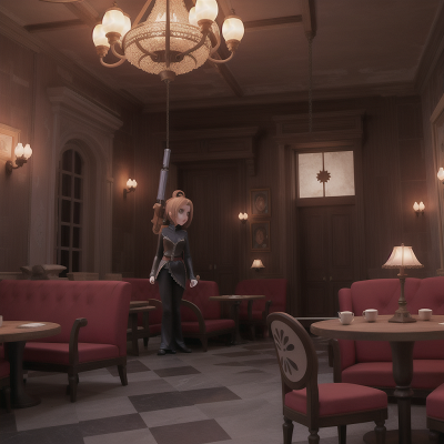 Image For Post Anime, knight, haunted mansion, laser gun, coffee shop, spaceship, HD, 4K, AI Generated Art
