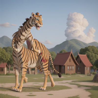 Image For Post Anime, tiger, village, monkey, giraffe, museum, HD, 4K, AI Generated Art