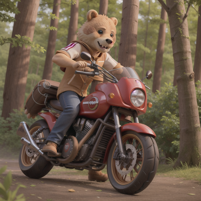 Image For Post Anime, betrayal, pizza, motorcycle, forest, bear, HD, 4K, AI Generated Art