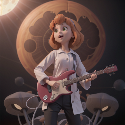 Image For Post Anime, alien, solar eclipse, scientist, electric guitar, holodeck, HD, 4K, AI Generated Art