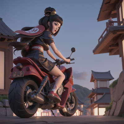 Image For Post Anime, tower, fighting, motorcycle, betrayal, geisha, HD, 4K, AI Generated Art