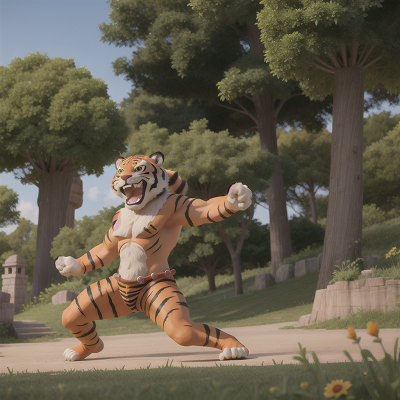 Image For Post Anime, tiger, gladiator, sasquatch, singing, park, HD, 4K, AI Generated Art