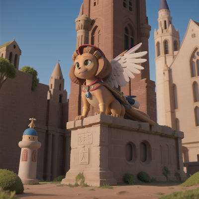 Image For Post Anime, hero, cathedral, griffin, rocket, sphinx, HD, 4K, AI Generated Art