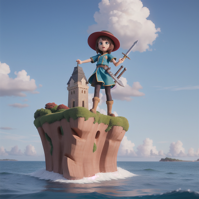 Image For Post Anime, failure, tower, ocean, sword, hat, HD, 4K, AI Generated Art