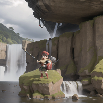 Image For Post Anime, king, helicopter, waterfall, bagpipes, storm, HD, 4K, AI Generated Art