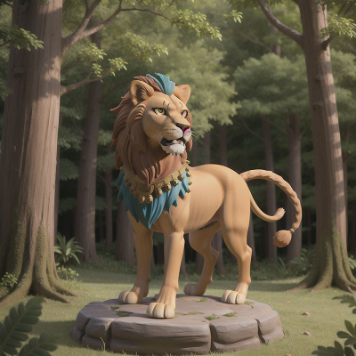 Image For Post Anime, forest, pharaoh, statue, camera, lion, HD, 4K, AI Generated Art