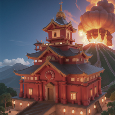 Image For Post Anime, temple, medieval castle, superhero, celebrating, volcano, HD, 4K, AI Generated Art