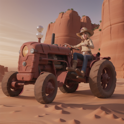 Image For Post Anime, desert, energy shield, tractor, crystal ball, wild west town, HD, 4K, AI Generated Art
