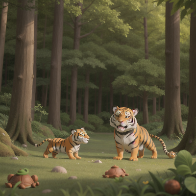 Image For Post Anime, dog, magic wand, forest, tiger, turtle, HD, 4K, AI Generated Art