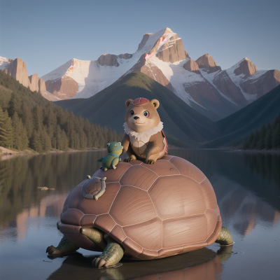 Image For Post Anime, turtle, camera, bear, mountains, king, HD, 4K, AI Generated Art