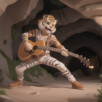 Image For Post Anime, sabertooth tiger, musician, zebra, cave, camera, HD, 4K, AI Generated Art