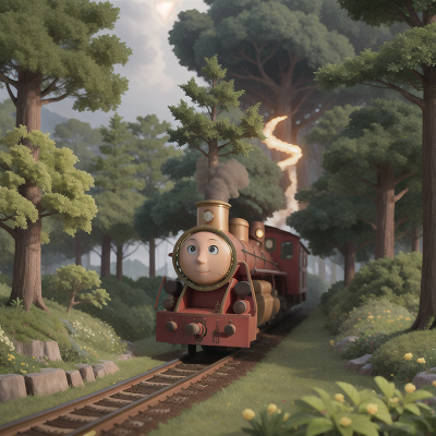 Image For Post Anime, forest, train, thunder, hero, wizard's hat, HD, 4K, AI Generated Art