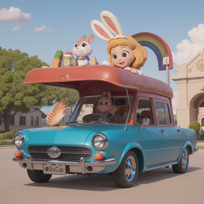 Image For Post Anime, hot dog stand, rabbit, museum, rainbow, car, HD, 4K, AI Generated Art