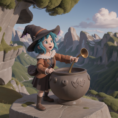 Image For Post Anime, mountains, witch's cauldron, wind, trumpet, success, HD, 4K, AI Generated Art