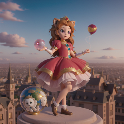 Image For Post Anime, crystal ball, balloon, city, princess, lion, HD, 4K, AI Generated Art