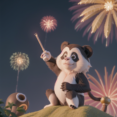 Image For Post Anime, panda, scientist, fireworks, queen, monkey, HD, 4K, AI Generated Art