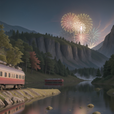 Image For Post Anime, mountains, fireworks, swamp, train, wizard, HD, 4K, AI Generated Art