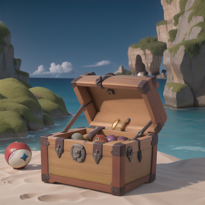 Image For Post Anime, robot, witch's cauldron, treasure chest, swimming, beach, HD, 4K, AI Generated Art
