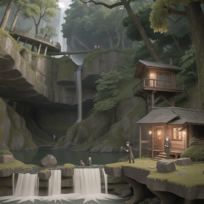 Image For Post Anime, boat, forest, waterfall, zombie, detective, HD, 4K, AI Generated Art