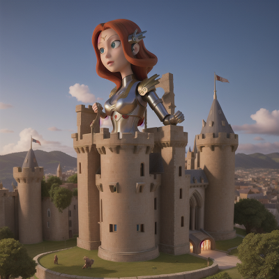 Image For Post Anime, cyborg, harp, shield, medieval castle, griffin, HD, 4K, AI Generated Art