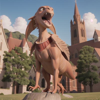 Image For Post Anime, pterodactyl, circus, sasquatch, cathedral, princess, HD, 4K, AI Generated Art