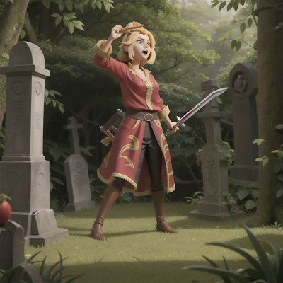 Image For Post Anime, sword, jungle, pizza, queen, haunted graveyard, HD, 4K, AI Generated Art