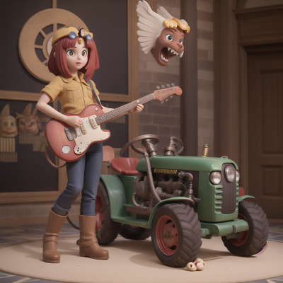 Image For Post Anime, tractor, sphinx, demon, museum, electric guitar, HD, 4K, AI Generated Art