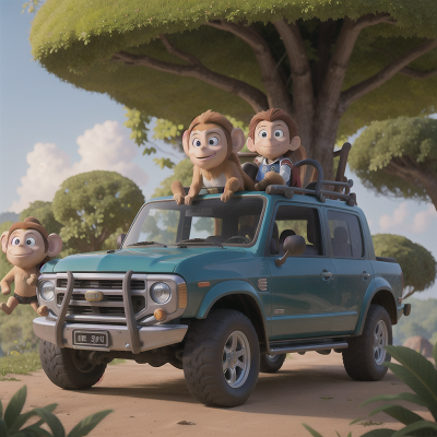 Image For Post Anime, knights, car, jungle, monkey, cowboys, HD, 4K, AI Generated Art