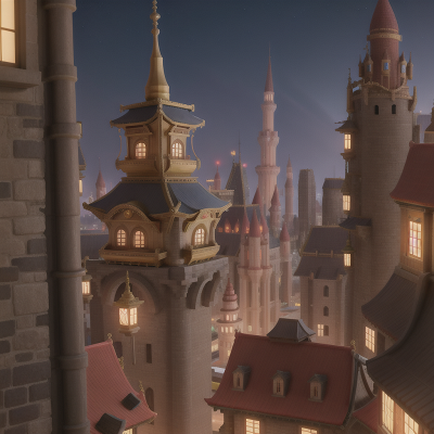 Image For Post Anime, bravery, trumpet, futuristic metropolis, temple, medieval castle, HD, 4K, AI Generated Art