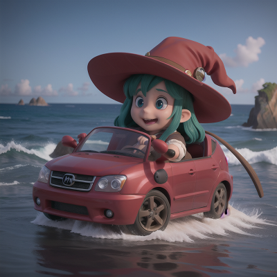 Image For Post Anime, detective, witch's cauldron, ocean, car, dwarf, HD, 4K, AI Generated Art