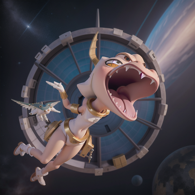 Image For Post Anime, singing, space station, pterodactyl, pharaoh, shield, HD, 4K, AI Generated Art