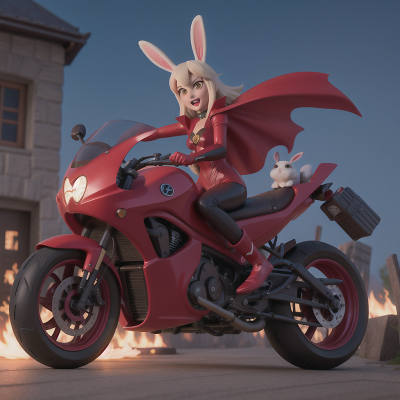 Image For Post Anime, rabbit, vampire's coffin, tsunami, motorcycle, superhero, HD, 4K, AI Generated Art