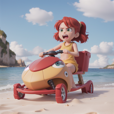 Image For Post Anime, beach, sled, fish, singing, anger, HD, 4K, AI Generated Art