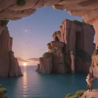 Image For Post Anime, exploring, fox, pirate, sunset, cave, HD, 4K, AI Generated Art