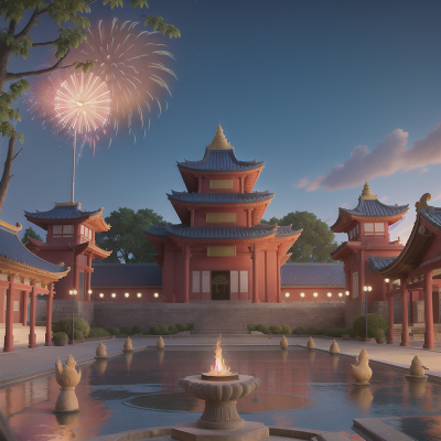 Image For Post Anime, museum, success, temple, fireworks, griffin, HD, 4K, AI Generated Art