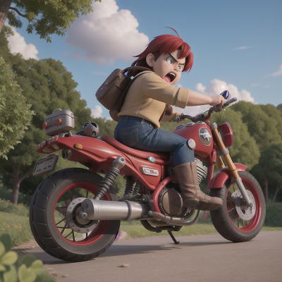 Image For Post Anime, anger, exploring, park, motorcycle, dwarf, HD, 4K, AI Generated Art