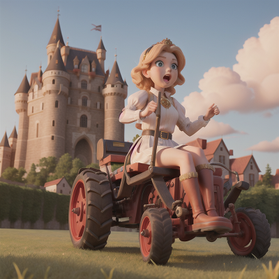 Image For Post Anime, queen, singing, tractor, bigfoot, medieval castle, HD, 4K, AI Generated Art
