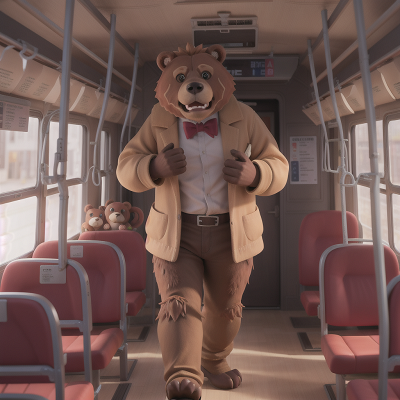 Image For Post Anime, bus, chimera, scientist, bear, king, HD, 4K, AI Generated Art