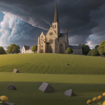Image For Post Anime, cathedral, hail, crystal, tornado, farm, HD, 4K, AI Generated Art