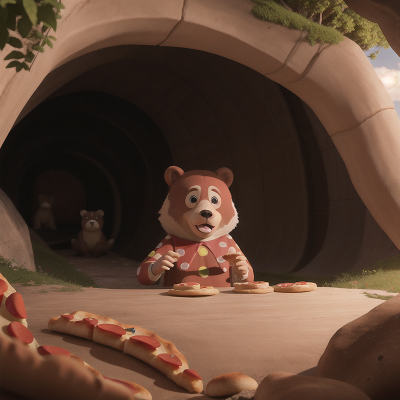Image For Post Anime, bear, circus, piano, cave, pizza, HD, 4K, AI Generated Art