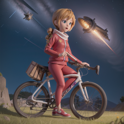 Image For Post Anime, saxophone, meteor shower, bicycle, spaceship, ghost, HD, 4K, AI Generated Art