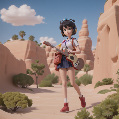 Image For Post Anime, police officer, desert oasis, geisha, helicopter, electric guitar, HD, 4K, AI Generated Art