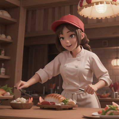 Image For Post Anime, seafood restaurant, chef, zookeeper, werewolf, fairy dust, HD, 4K, AI Generated Art