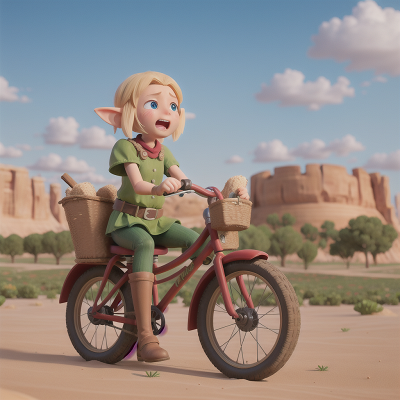 Image For Post Anime, farm, crying, elf, desert oasis, bicycle, HD, 4K, AI Generated Art