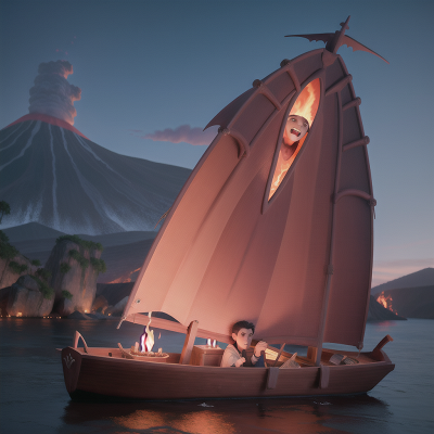 Image For Post Anime, boat, vampire's coffin, volcano, confusion, king, HD, 4K, AI Generated Art