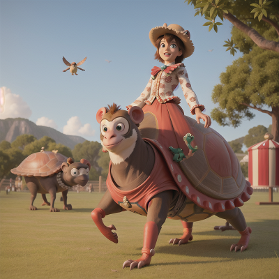 Image For Post Anime, circus, turtle, bird, cowboys, monkey, HD, 4K, AI Generated Art