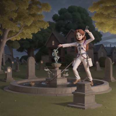 Image For Post Anime, haunted graveyard, fountain, violin, astronaut, fighting, HD, 4K, AI Generated Art