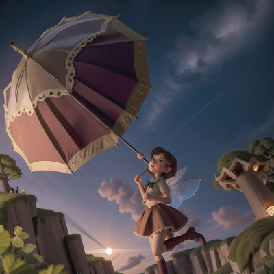 Image For Post Anime, meteor shower, fairy, flying, umbrella, zookeeper, HD, 4K, AI Generated Art