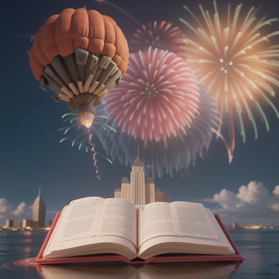 Image For Post Anime, fireworks, airplane, spell book, tsunami, skyscraper, HD, 4K, AI Generated Art