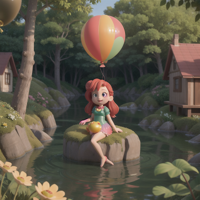 Image For Post Anime, balloon, forest, dog, mermaid, village, HD, 4K, AI Generated Art